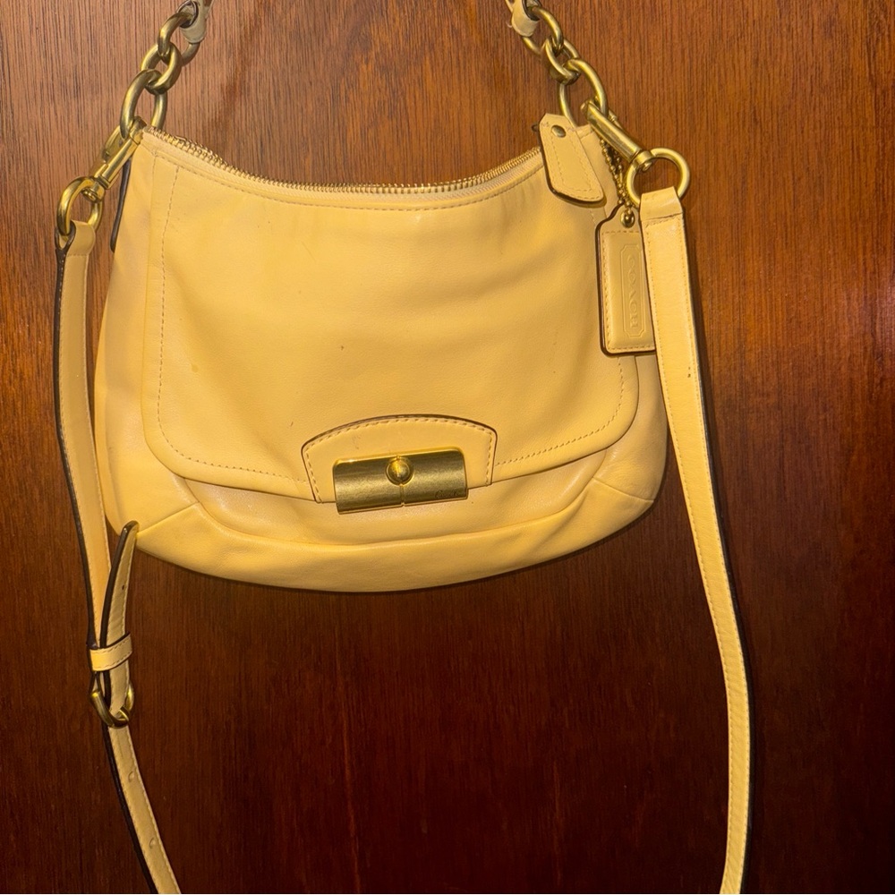 Coach Kristian buttercup yellow leather shoulder and crossbody bag